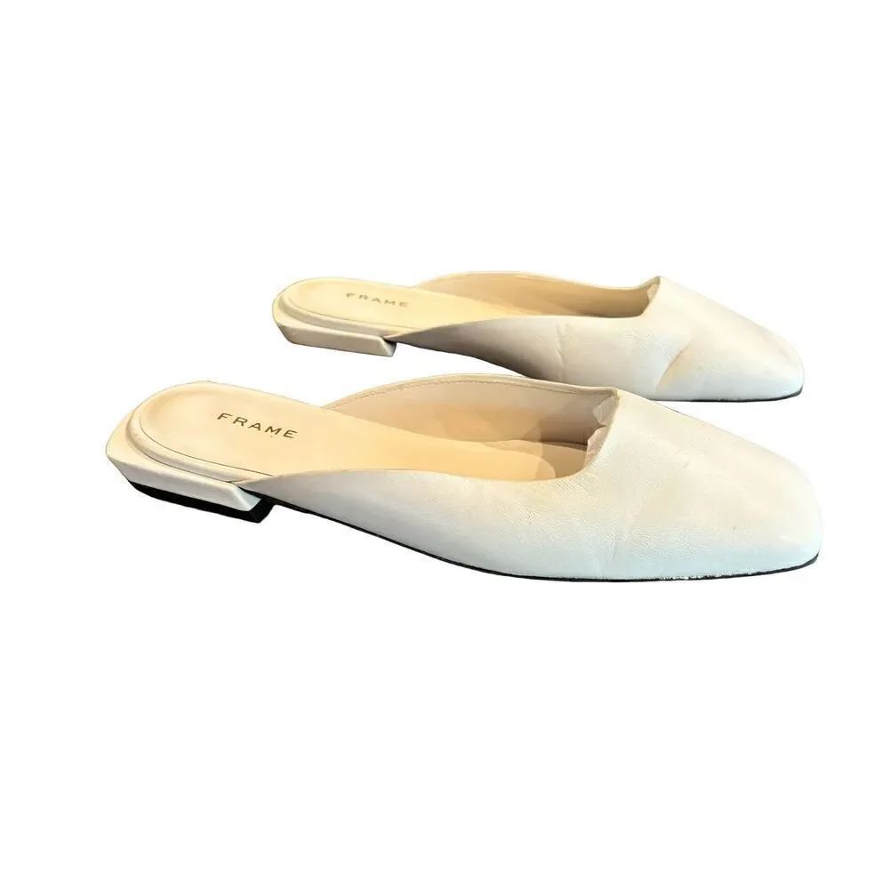 Frame Le Town Mule in White Leather NWOB Size 37/ or US 7 - Picture 2 of 6
